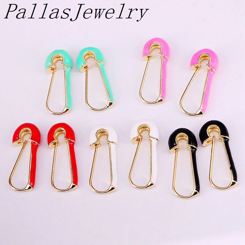 

Женские серьги с эмалью, 8 пар золотых, синих, черных, красных, белых, розовых предохранительных штифтов, модные ювелирные украшения для женщ...
