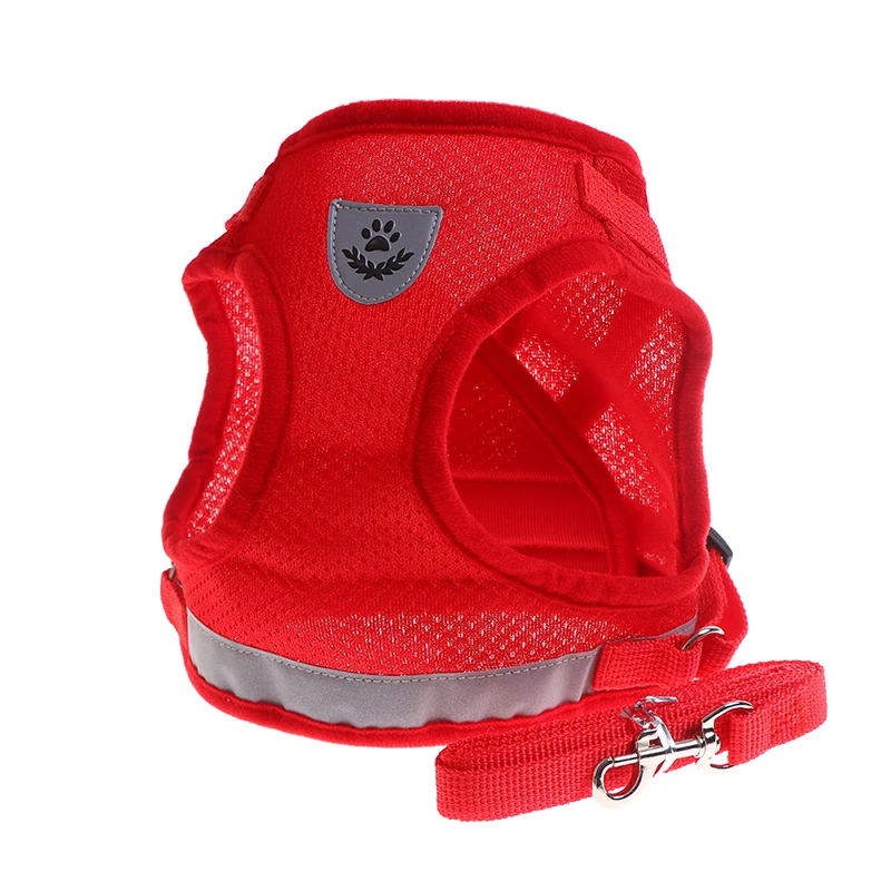 

Small Medium Dog Harness With Leash Summer Pet Adjustable Reflective Vest Walking Lead For Puppy Polyester Mesh Harness For
