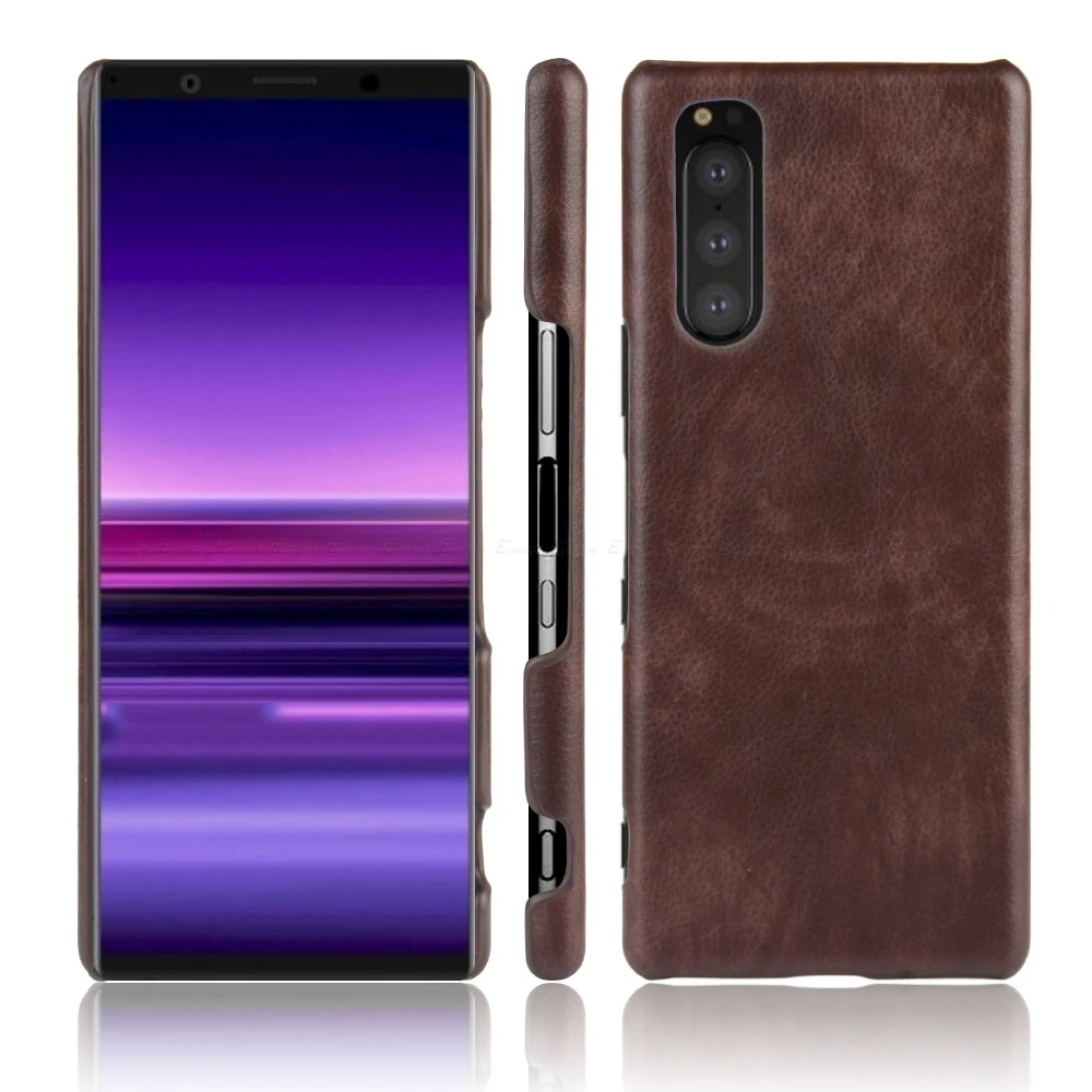 Кожаный чехол из искусственной кожи с узором Личи для Sony Xperia 1 5 8 Lite 10 II III Plus Ace
