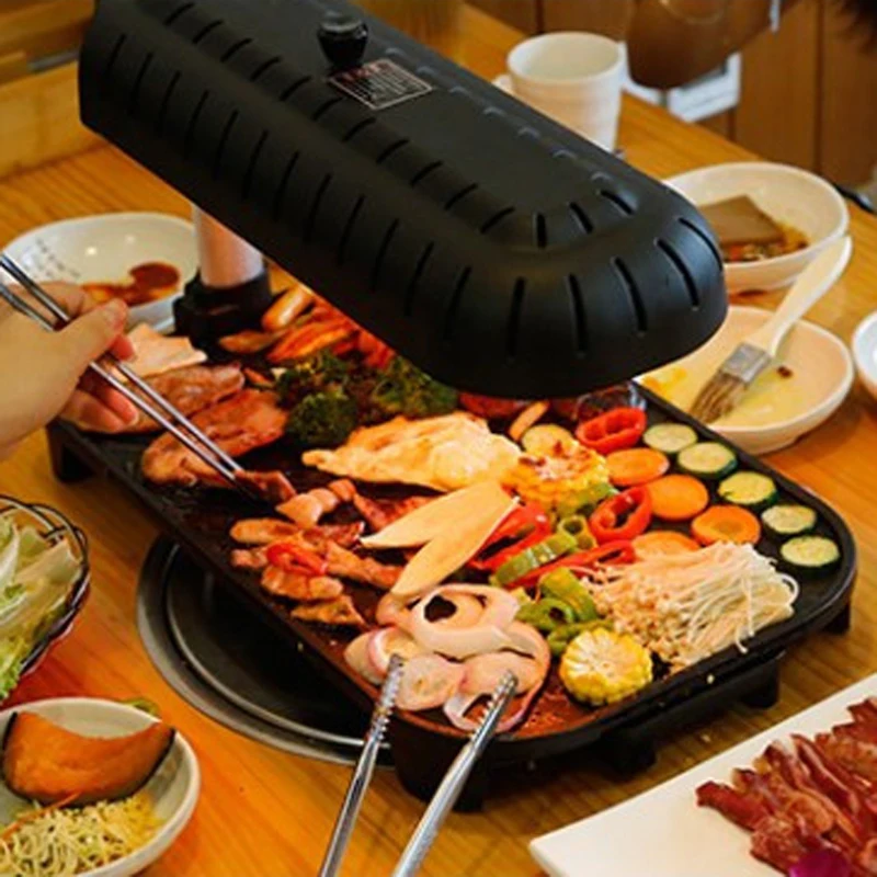 Домашний бездымный гриль для дома 1390 Вт антипригарный Инфракрасный