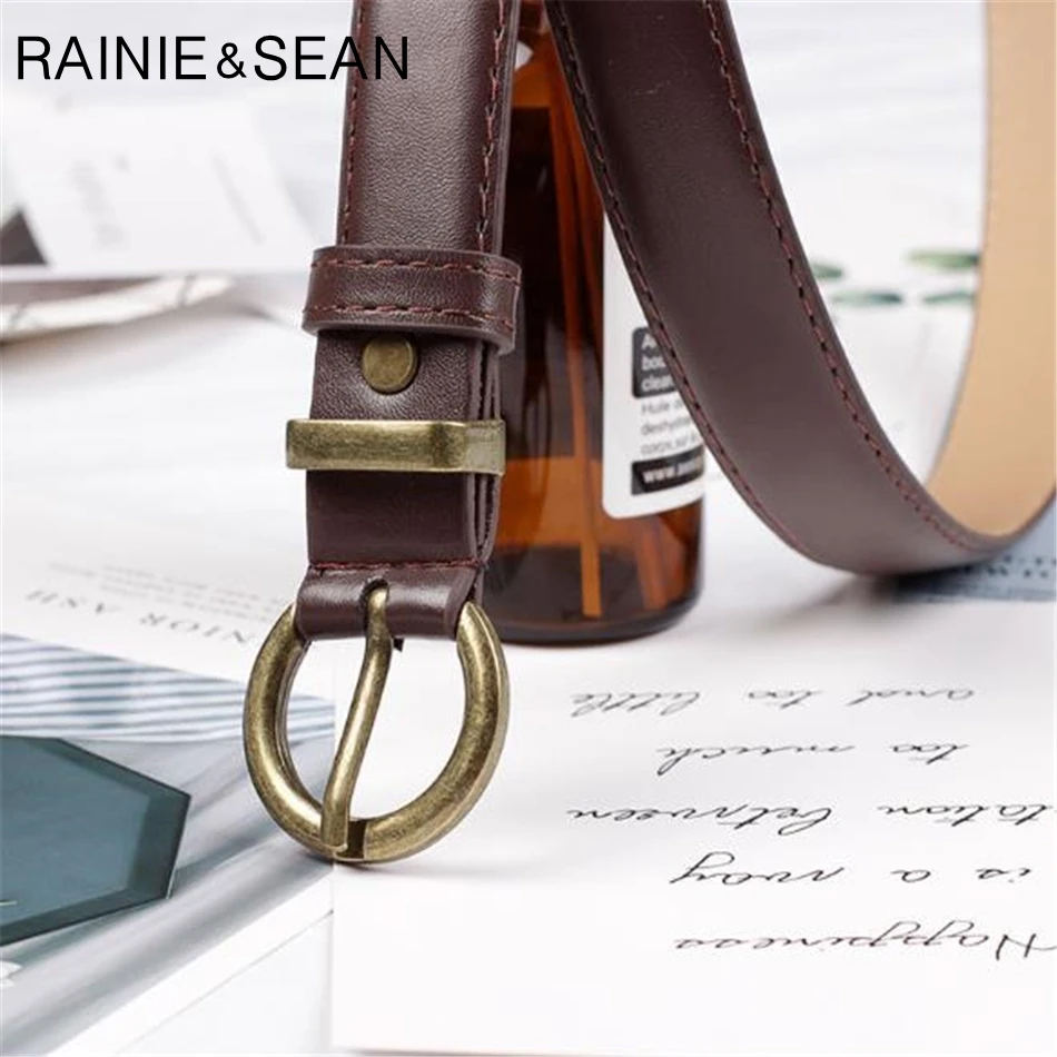 Женский кожаный ремень с пряжкой RAINIE SEAN винтажный для джинсов в Корейском стиле