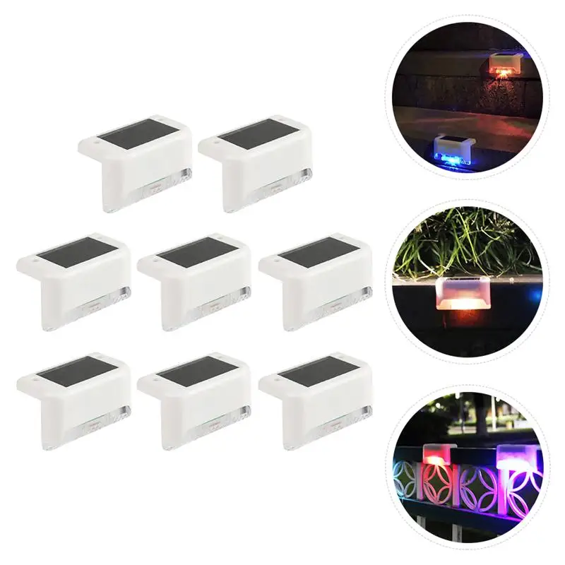 

8pcs Solar Stair Lamps Colorful Waterproof Step Light Solar Light for Garden Outdoor