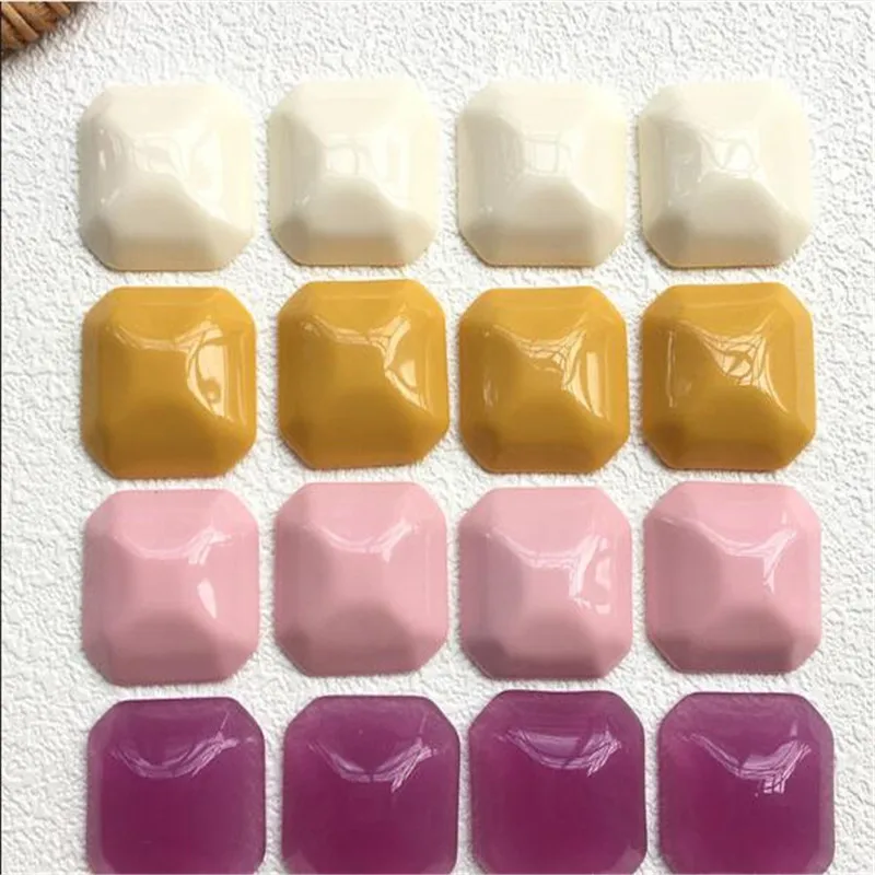 

Wholesale 50pcs/lot 26mm color print geometry square shape resin flatback beads without holes diy jewelry earring accessory