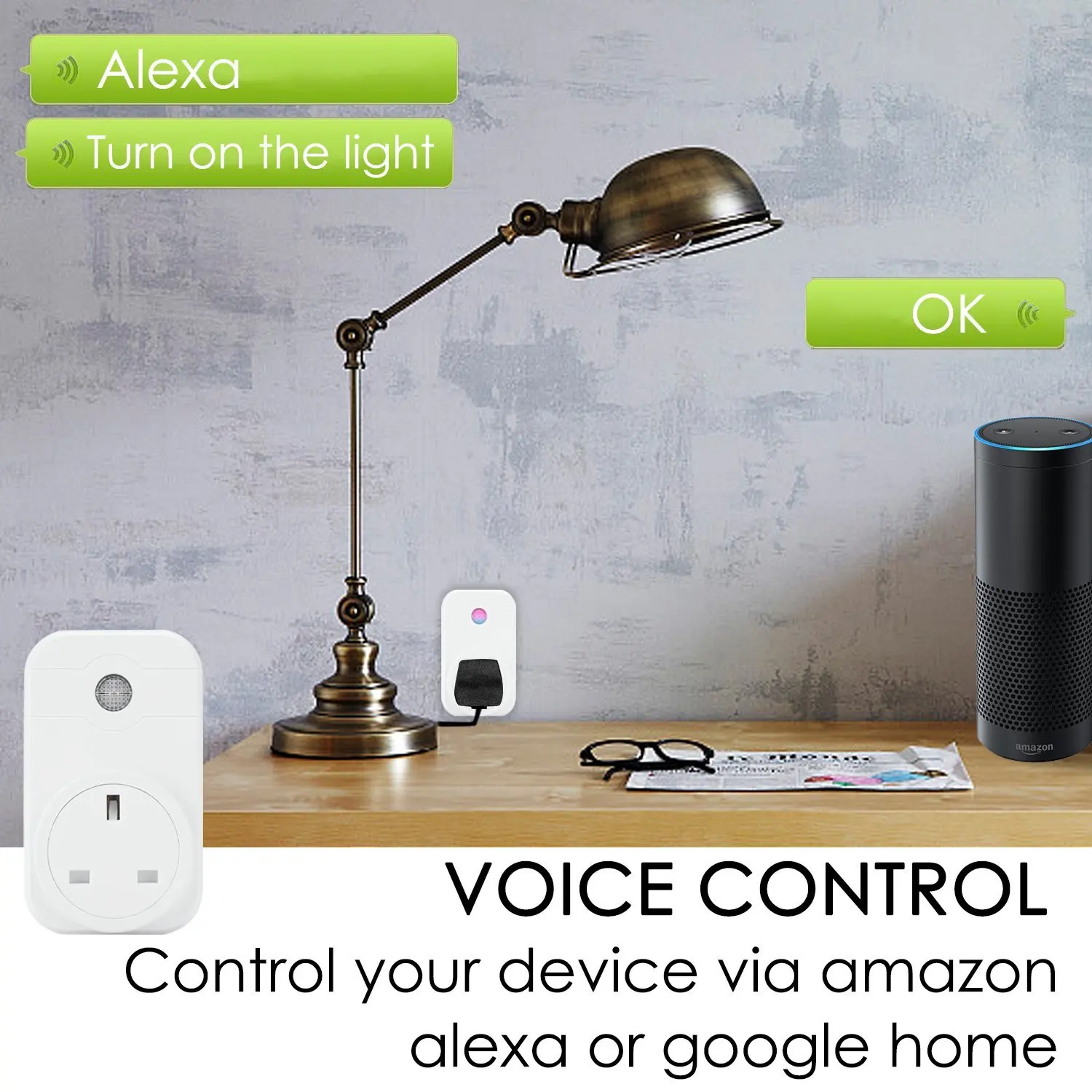 Смарт розетка с Wi Fi английская электрическая голосовое управление Беспроводное