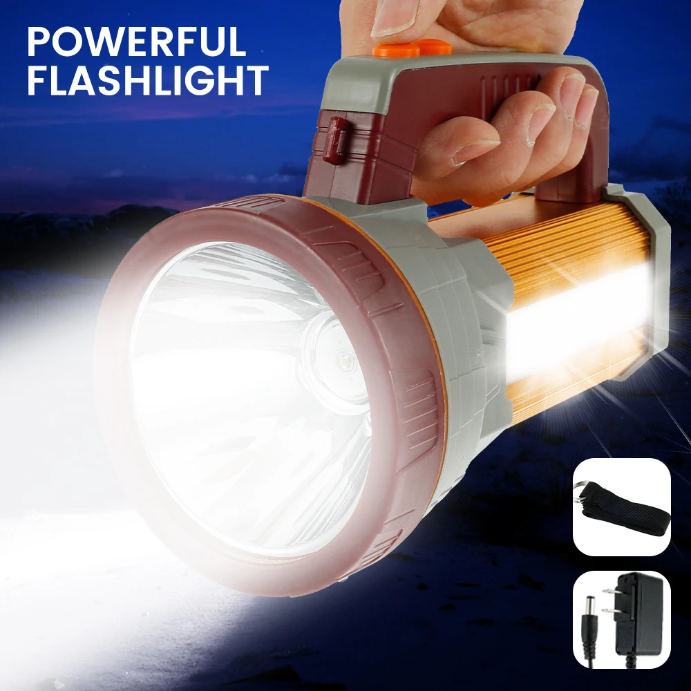 

Powerful LED Flashlight Portable Ultra-Bright Hand Lamp T6 USB Rechargeable Outdoor Searchlight Solar Fishing Light Lantern