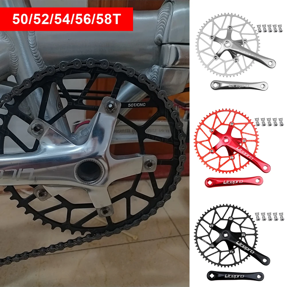 

130 BCD Road Bike Crank Arm Folding Bike 130BCD 50T 52T 54T 56T 58T Chainring for 9/10/11 Speed with Crank Screw Accessories