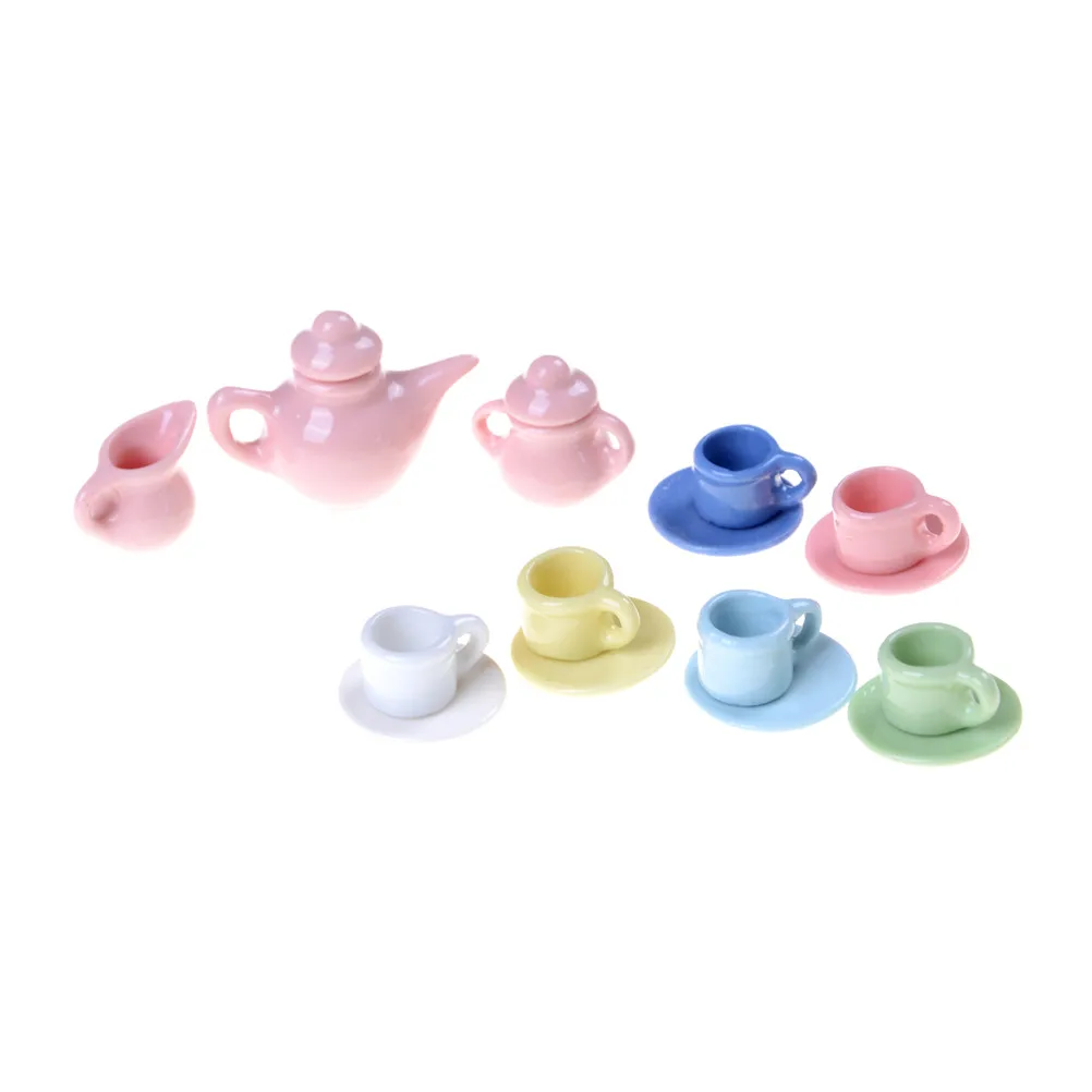 15Pcs 1:12 Doll House Tableware Porcelain Miniature Tea Sets Mini Teapot Coffee Plate Cups Set China Dining Ware | Игрушки и хобби