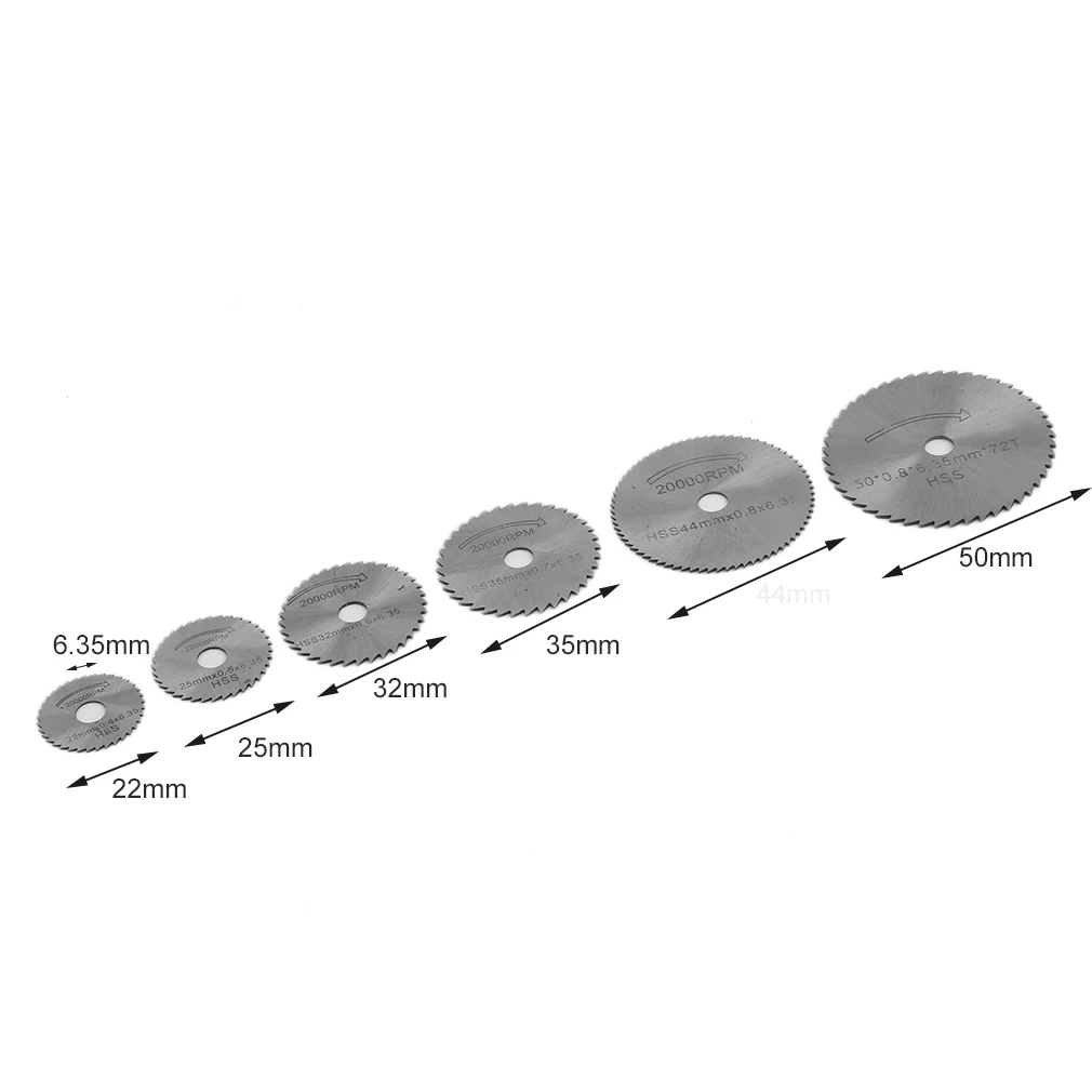 

7pcs/set High Speed Steel HSS Circular Saw Blade Rotary Tool Cutting Discs for Wood Cutting Mandrel Cutoff Metal Cutter 6 Blades