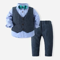 spring new children boys gentleman formal long sleeve shirt vest pants three piece set
