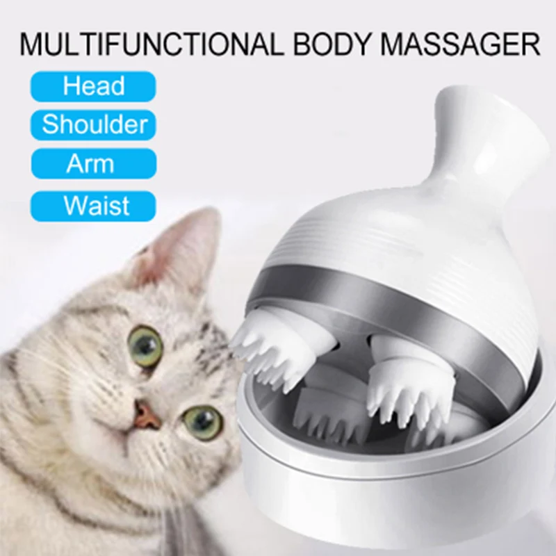 

Cat Massager Pet Intelligent Charging 3D Head Massager Cats Automatic Rotate Waterproof Electric Dragon Claw Han Cleaner Dust