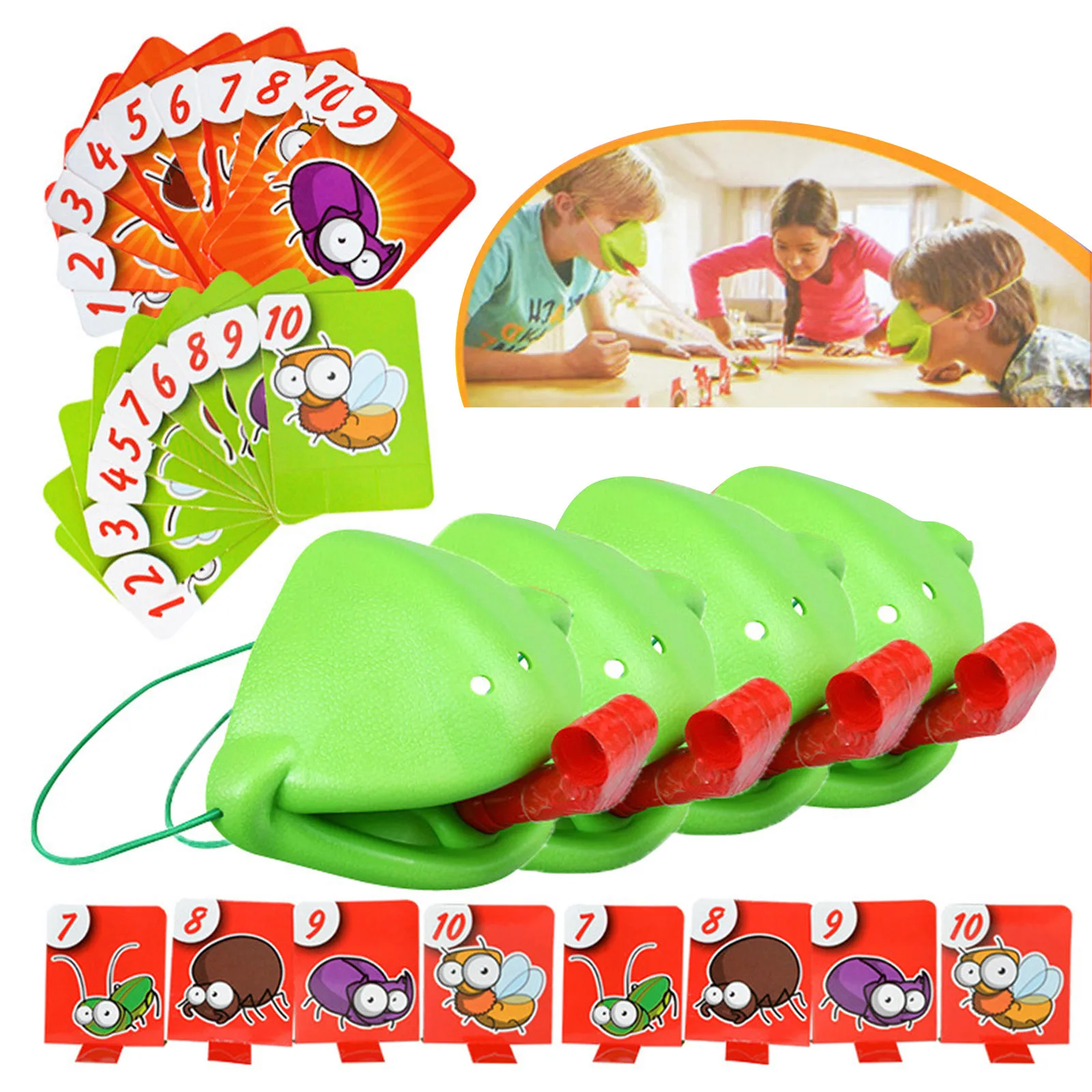 

2021 NEW Tongue Chameleon Frog Mouth Take Card Tongue Family Party Toy Be Quick To Lick Cards Toy Set Funny Board Game