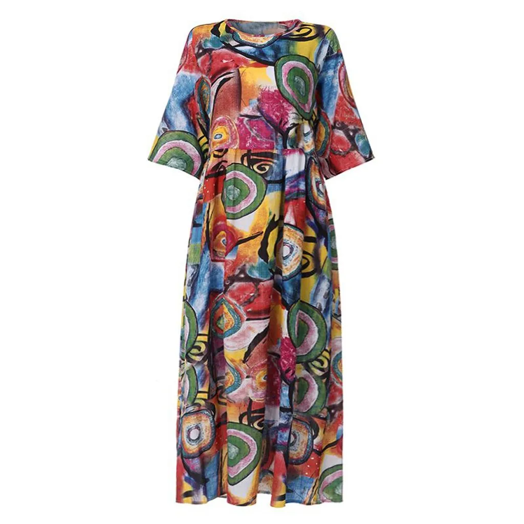 Женское длинное платье с рукавом 3/4 свободного покроя|Женские платья| |