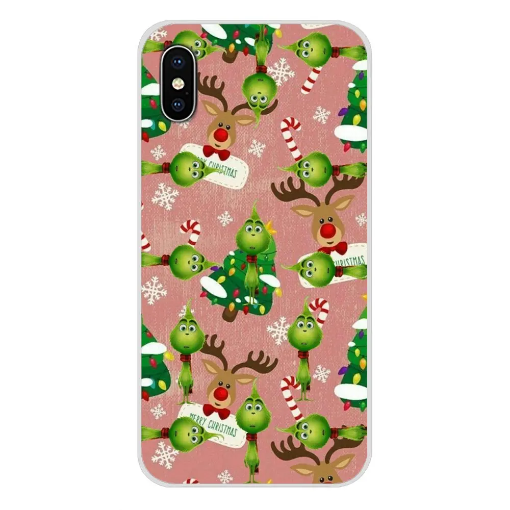 Дизайнерский чехол для Apple IPhone X XR XS MAX 4 4s 5 5S 5C SE 6 6S 7 8 Plus ipod touch 5 6 зеленый монстр Grinch палантин Рождество