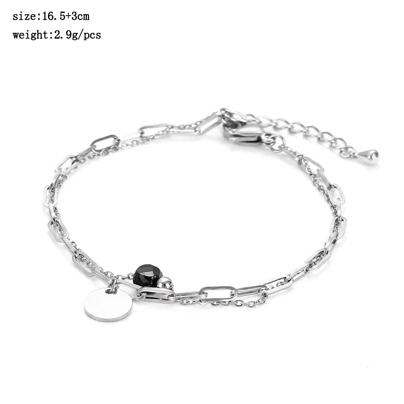 

Stainless Steel 2021 New Double Layer Lucky Round Brand Bracelet Simple Fashion Elegant Unique Gift Women