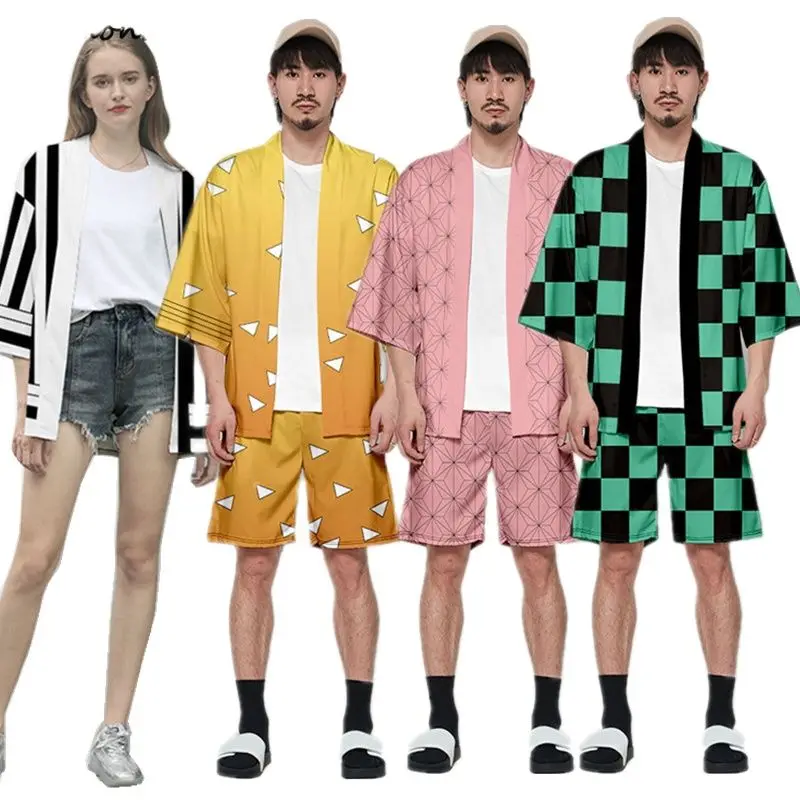 

Women/Men Summer Casual Cool Streetwear Demon Slayer 3D Printing Japanese Anime Kimono Haori Yukata Cosplay