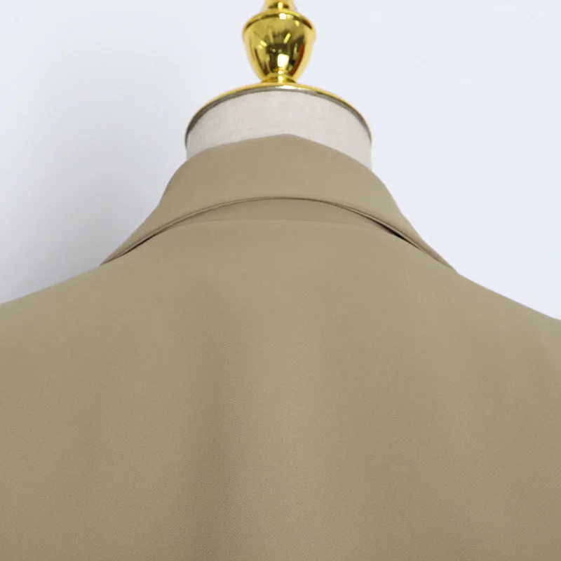 

Women Blazer 2021 Autumn New Elegant Business Suit Collar Metal Buckle Waist Hugging Design Silhouette Top Suit Jacket