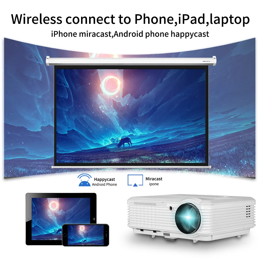 A7AB видео светодиодный проектор 1080p Full HD Android6.0 Wifi Buletooth 6000 люмен Домашний кинотеатр кино DVB-T проектор