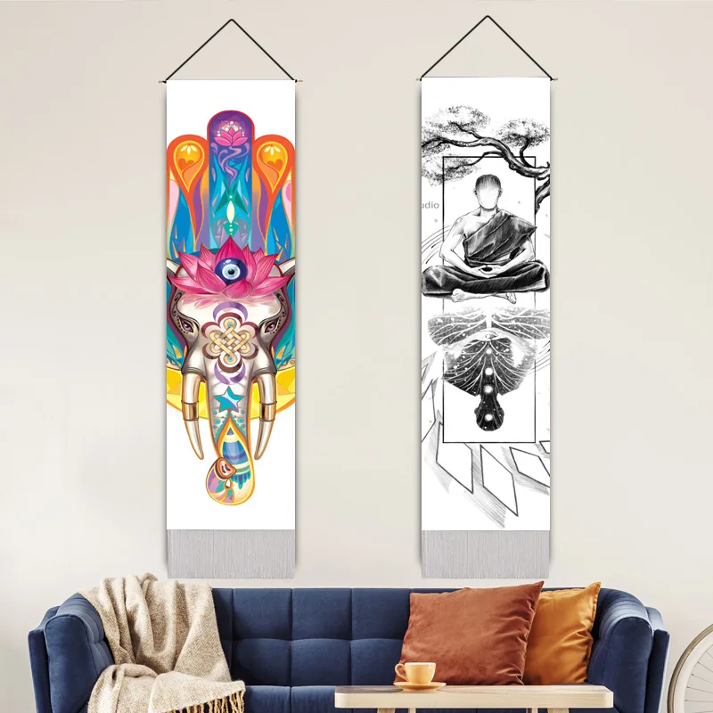 

Nordic Indian Yoga seven chakra meditation hanging picture meditation background cloth bedroom bedside decoration hanging cloth