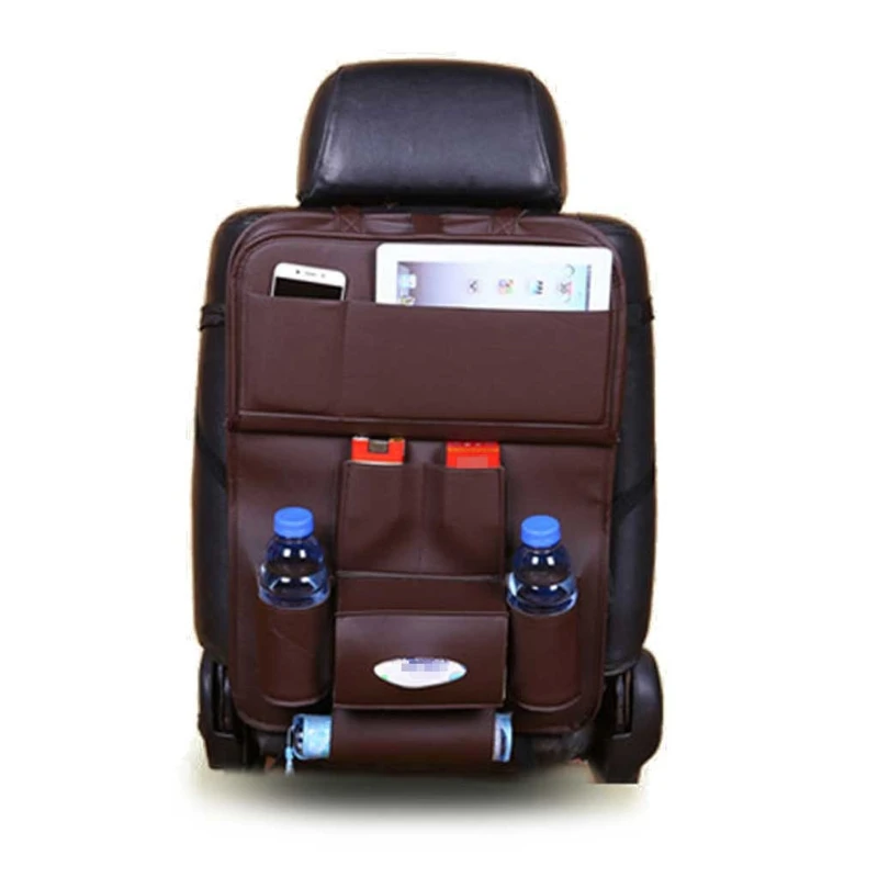 

Car Seat Back Organizer Pu Leather Pad Bag Foldable Table Tray Organizer Bags