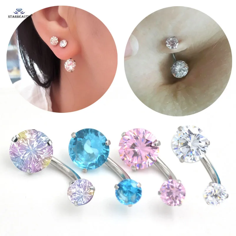 

8mm Round Multicolor Crystal Belly Ring Earring Navel Piercing White Belly Button Rings Helix Piercing Nombril Pircing Jewelry