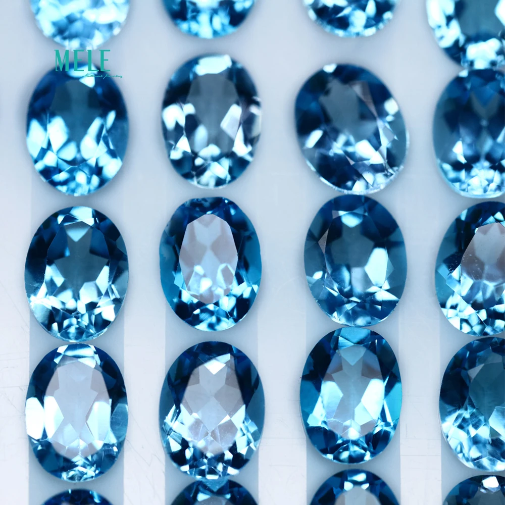 Натуральный голубой топаз 1.5ct Швейцарский Голубой Кристалл 6*8 мм эллиптический