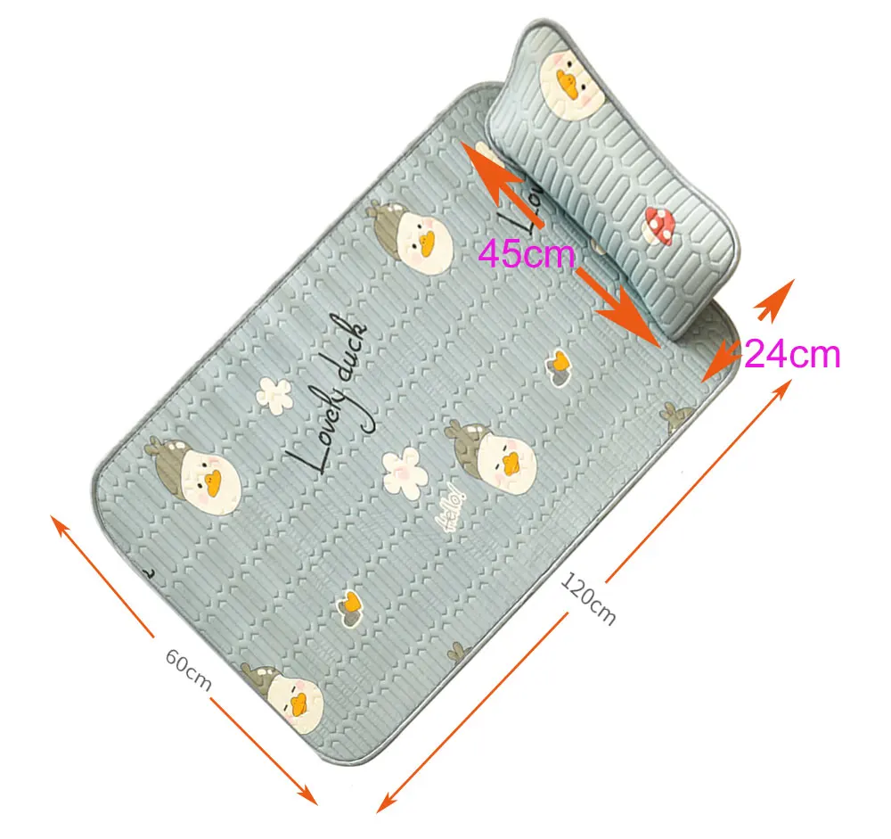 

Summer Sleeping Mat Baby Bed Mat Breathable Ice Silk Mattress Nappy Changing Mat Portable Washable Bed Sheet Cartoon Blanket