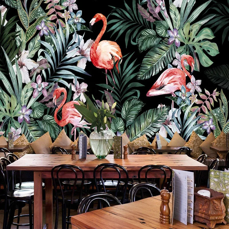 

Custom Mural Wallpaper 3D Hand Painted Pastoral Tropical Rainforest Leaf Birds Wall Paper Living Room Restaurant Papel De Parede