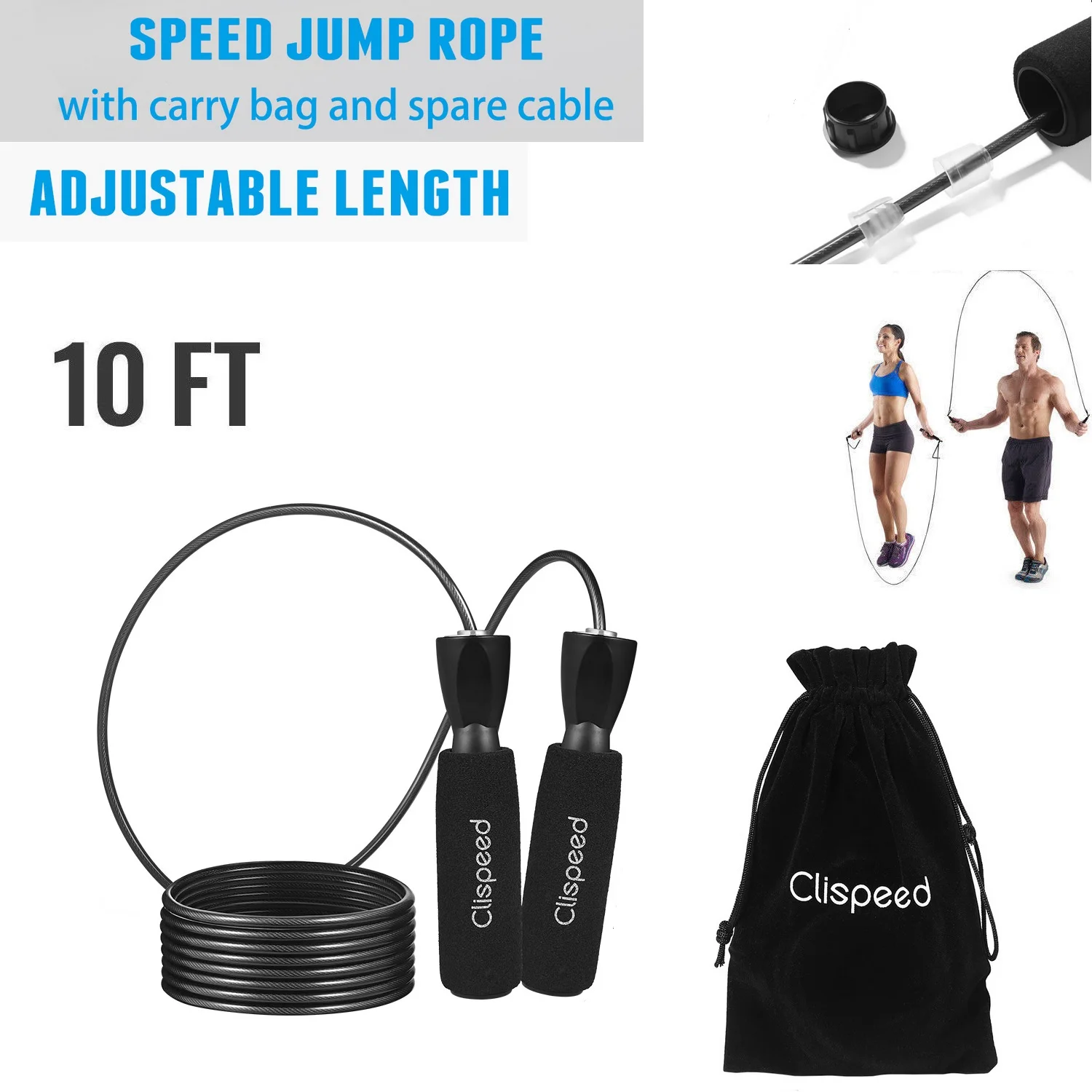 Cli speed 3 метра скоростной Скакалка тренировочная стальная проволока регулируемые