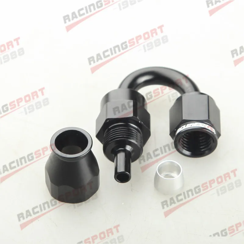 

180 градусов 4AN-4 многоразовые PTFE поворотный концевой фитинг шланга адаптер Алюминий черный