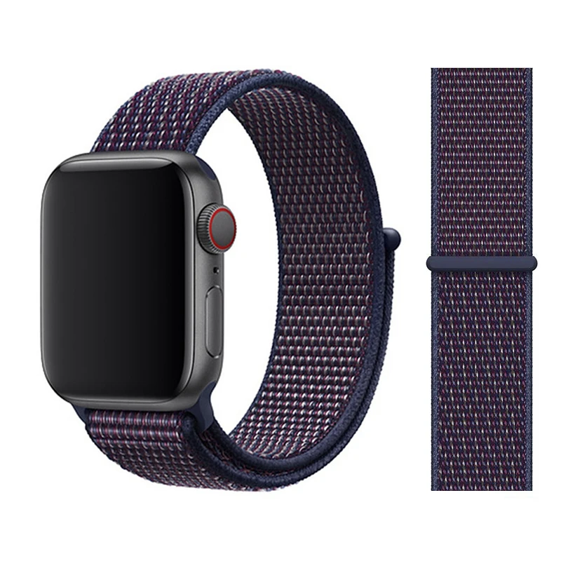 Нейлоновый ремешок для apple watch группа 4/5 44 мм/40 мм, correa apple watch 3 42 мм/38 мм iwatch серии 5/4/3/2 разноцветный коннектор ремешок для часов - Цвет ремешка: Indigo