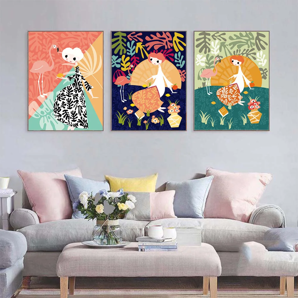 

Abstract Girl Matisse Leaf Matisse Artwork Nordic Posters and Prints Wall Art Canvas Painting Wall Picture for Living Room Decor