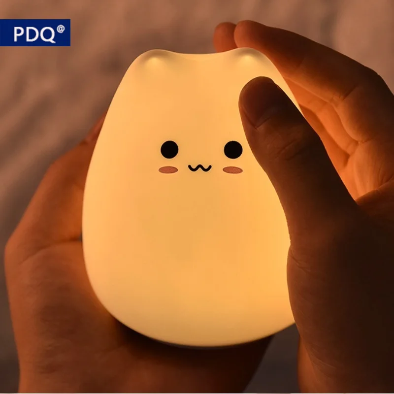 

7 Colors LED Night Lamp Touch Sensor Cat Silicone Animal Lights Bedroom Decorative Lamp Kitten Lamp Night Light Child Gift