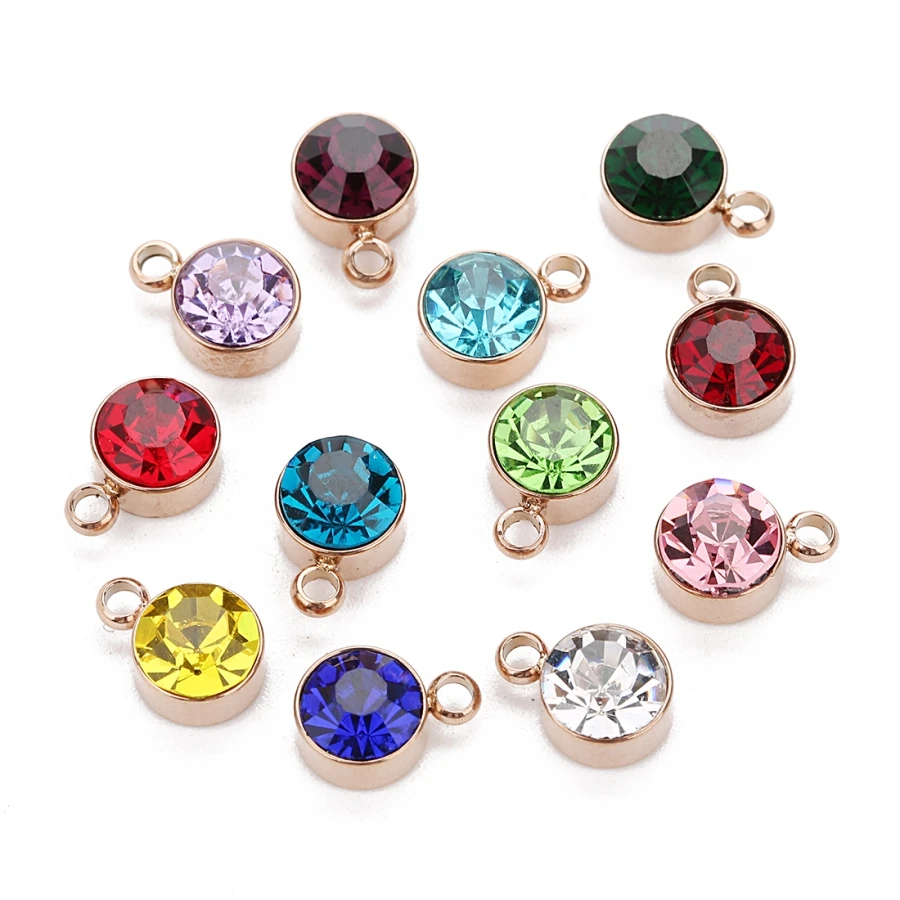 

5pcs/LGold Color Stainless Steel Rhinestone Charms Pendants 8mm Fit Chain Necklace Bracelet DIY Jewelry Findings