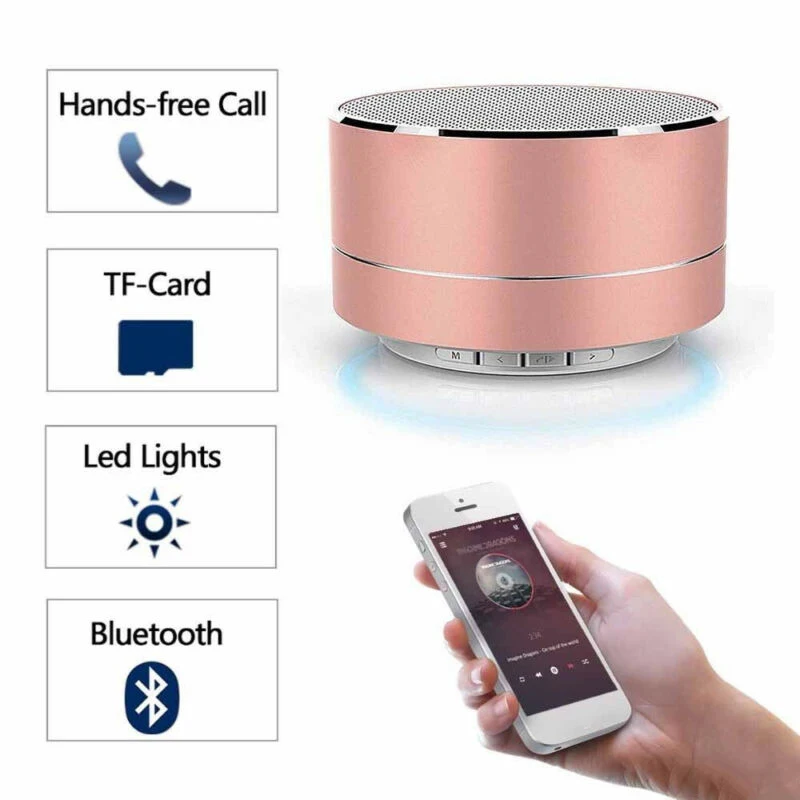 Портативный металлический беспроводной Bluetooth динамик светодиодный мини супер