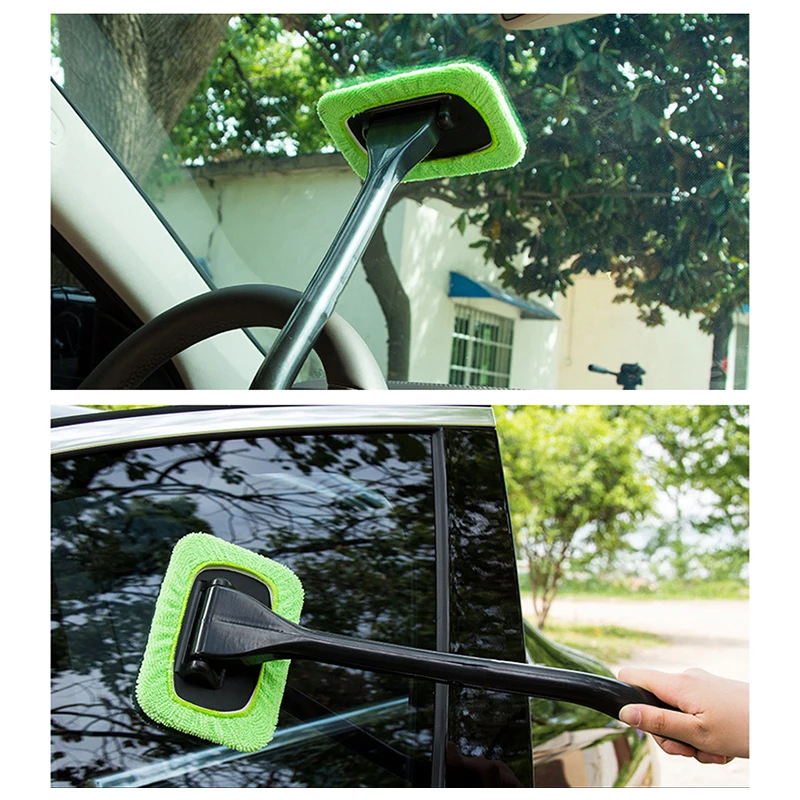 

Window Windshield Cleaning Tool Microfiber Cloth Car Cleanser Brush with Detachable Handle Auto Inside Glass Wiper C44