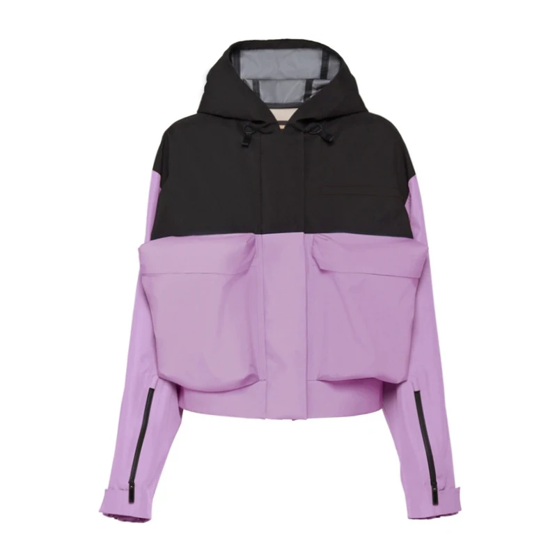 

2021Spring New Patchwork Windbreaker Track Short Jackets Outwear Women Casual Streetwear Jacket Coat