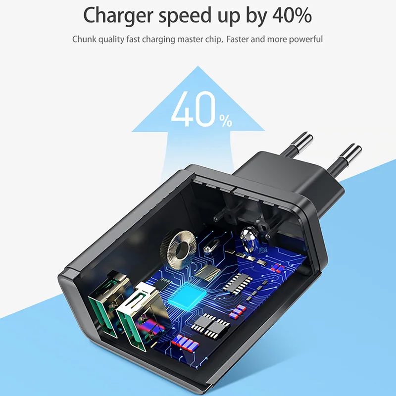QC3.0 Универсальный двойной USB Зарядное устройство 5V 3.0A быстрой зарядки стены