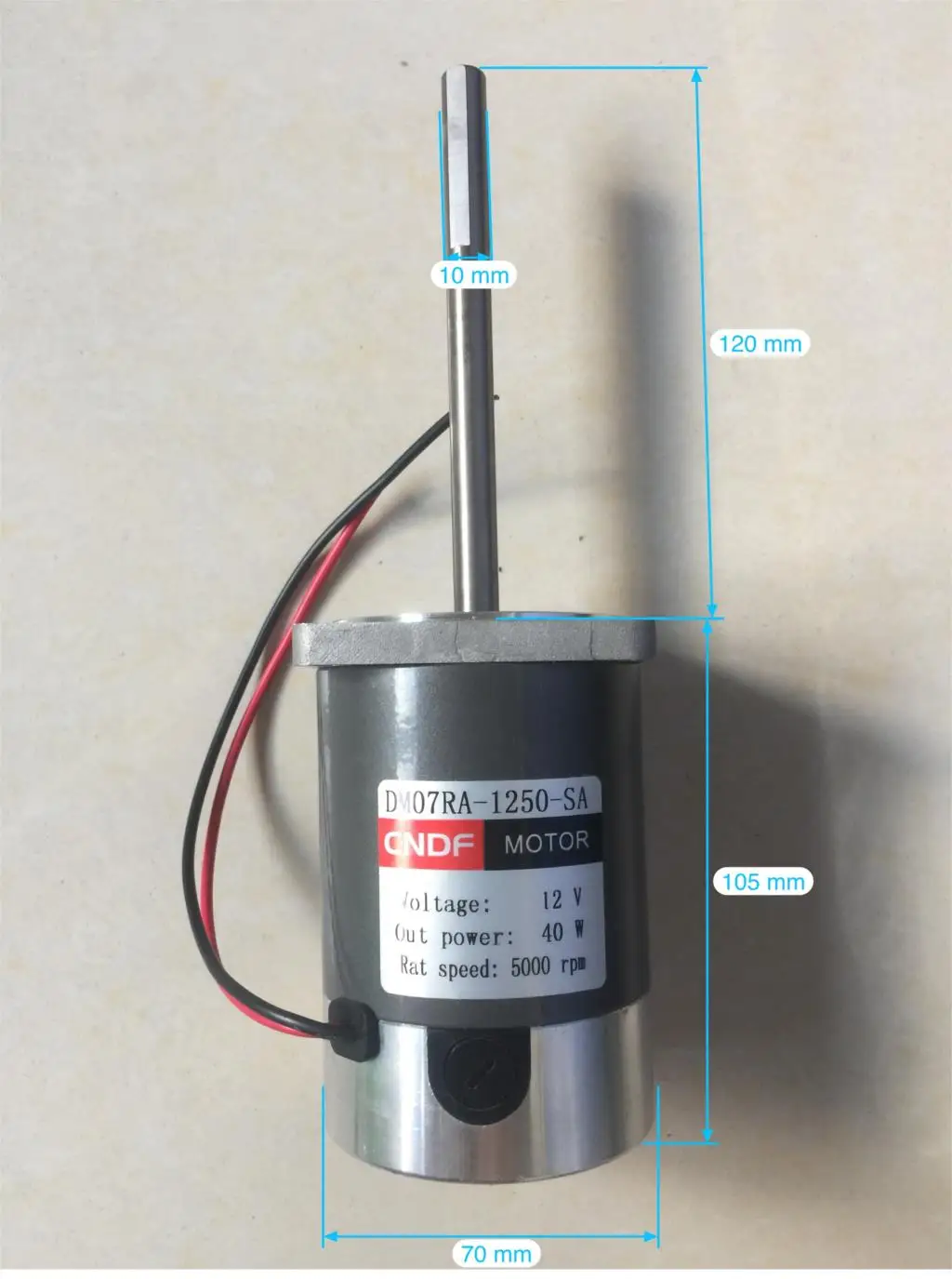 Potência do Motor Diâmetro do Eixo do Eixo Milímetros de Diâmetro 5000rpm a 6000rpm Marshmallow Alta 10 12v Comprimento 120 70mm 40 W-80 w