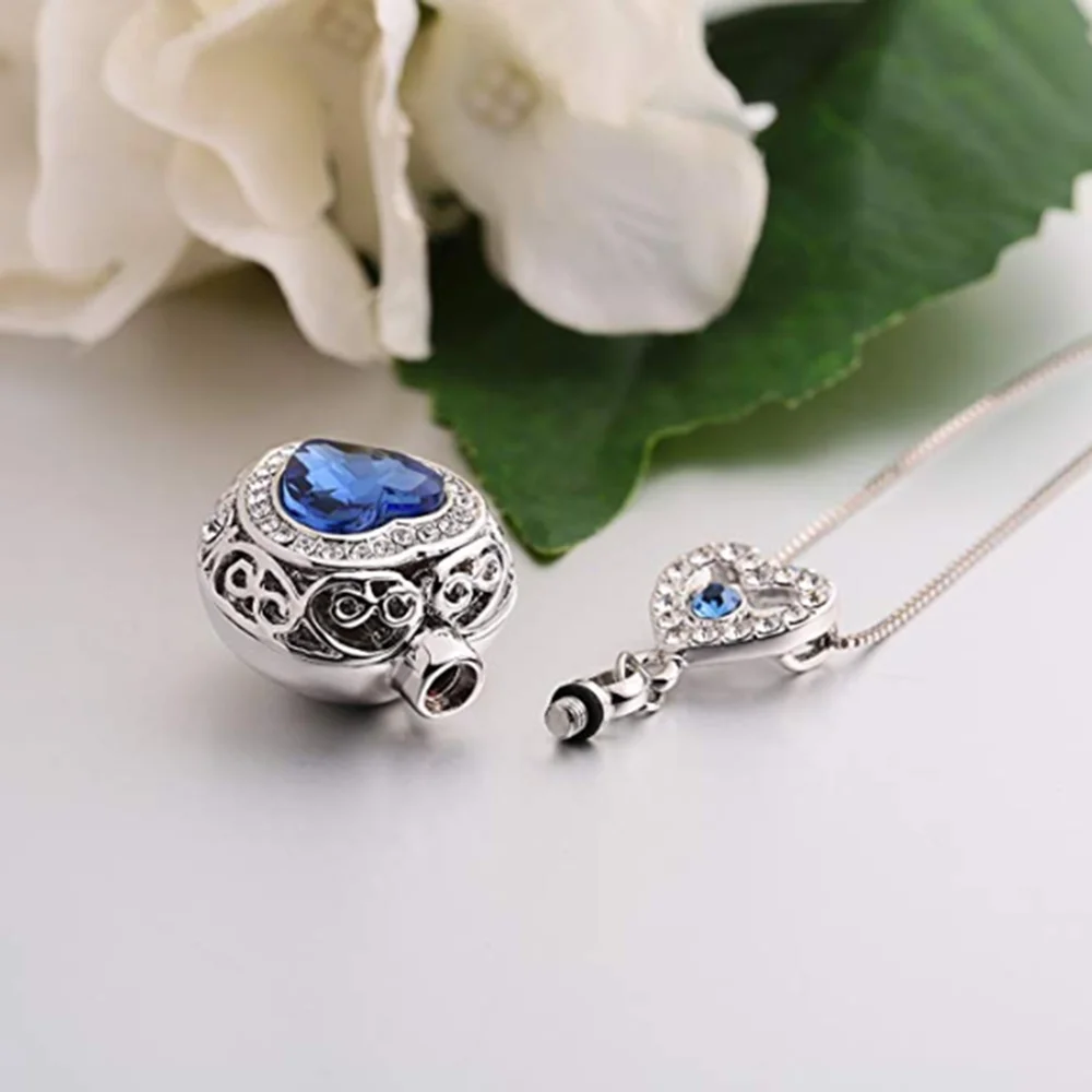 Америксун ожерелье для праха Мемориал кремации ювелирные изделия Голубое сердце