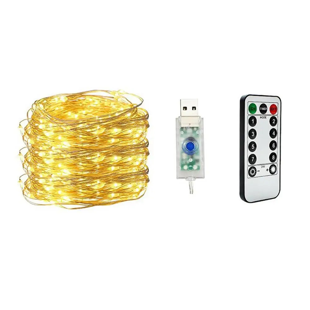 

5m 50 LED Remote Control USB Copper Wire String Light Waterproof Christmas Light String Home Wedding New Year Decoration
