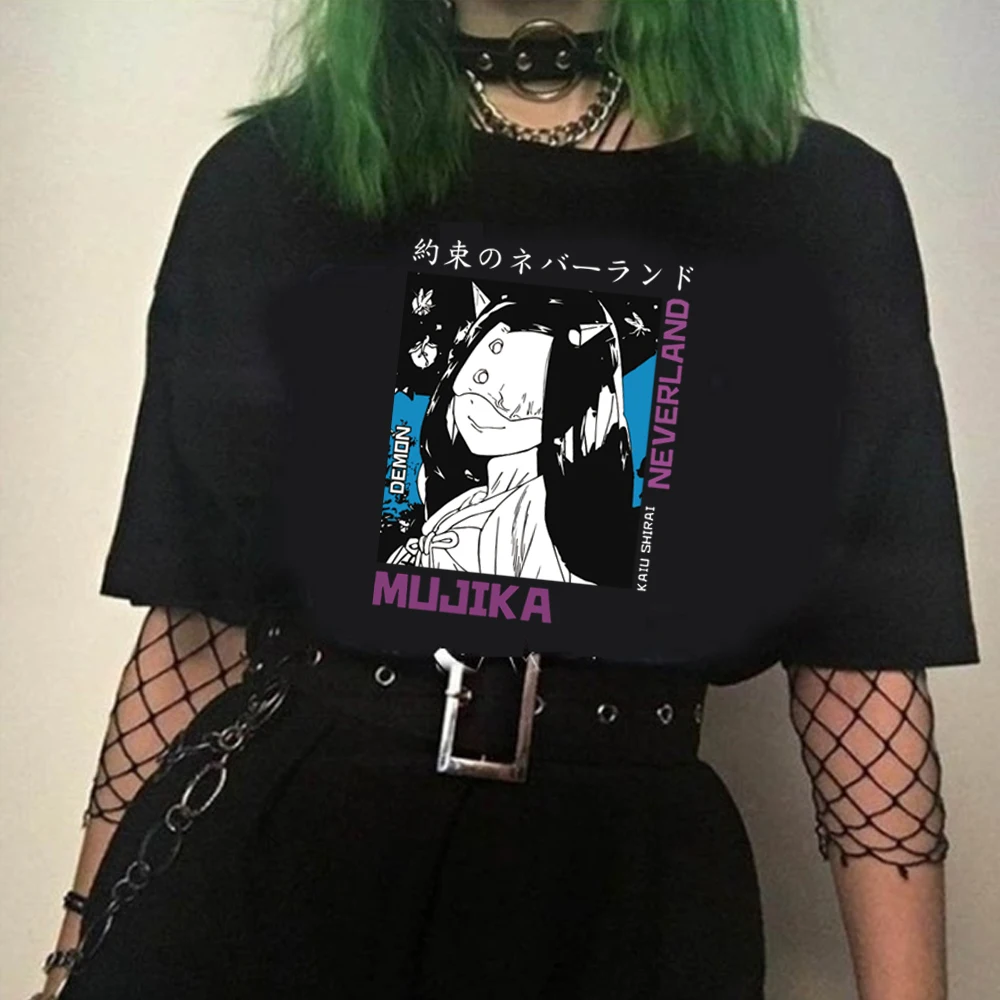 

Футболка мужская с аниме «обещал», смешной топ в стиле хип-хоп, Neverland Mujika