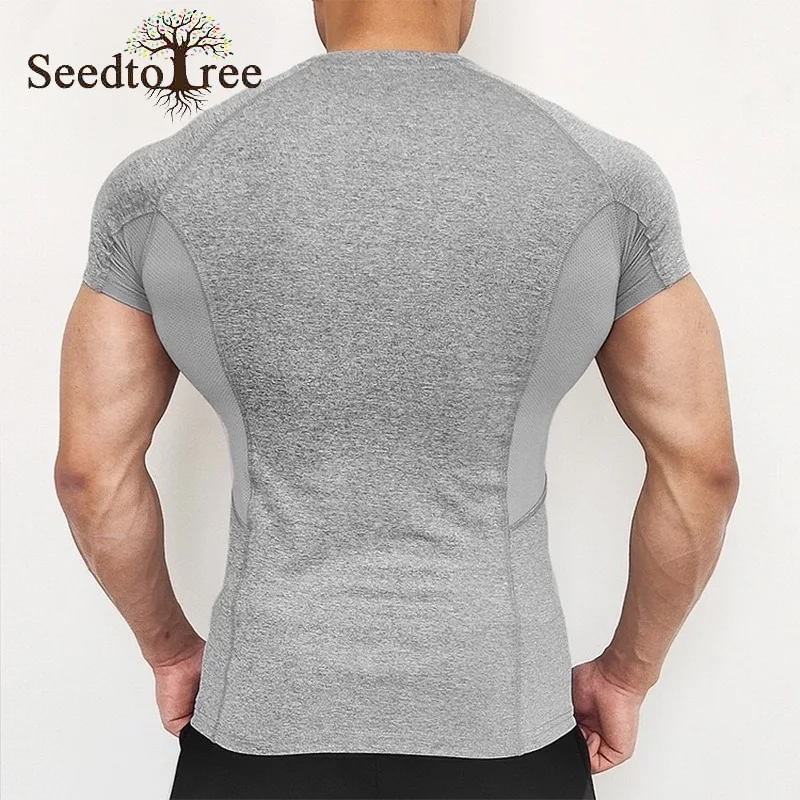 

Summer Sports Short Sleeved T-shirt Men's Solid Color Round Neck Tights Training Fitness Basketball Uniforms
