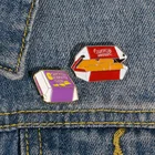 Женская эмалированная брошь в виде коробочки с гамбургерами