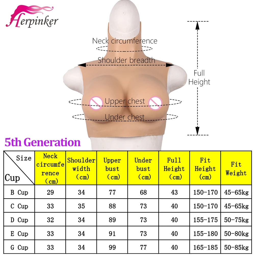 Herpinker чашка B C D E G Реалистичная силиконовая форма для груди плотный костюм