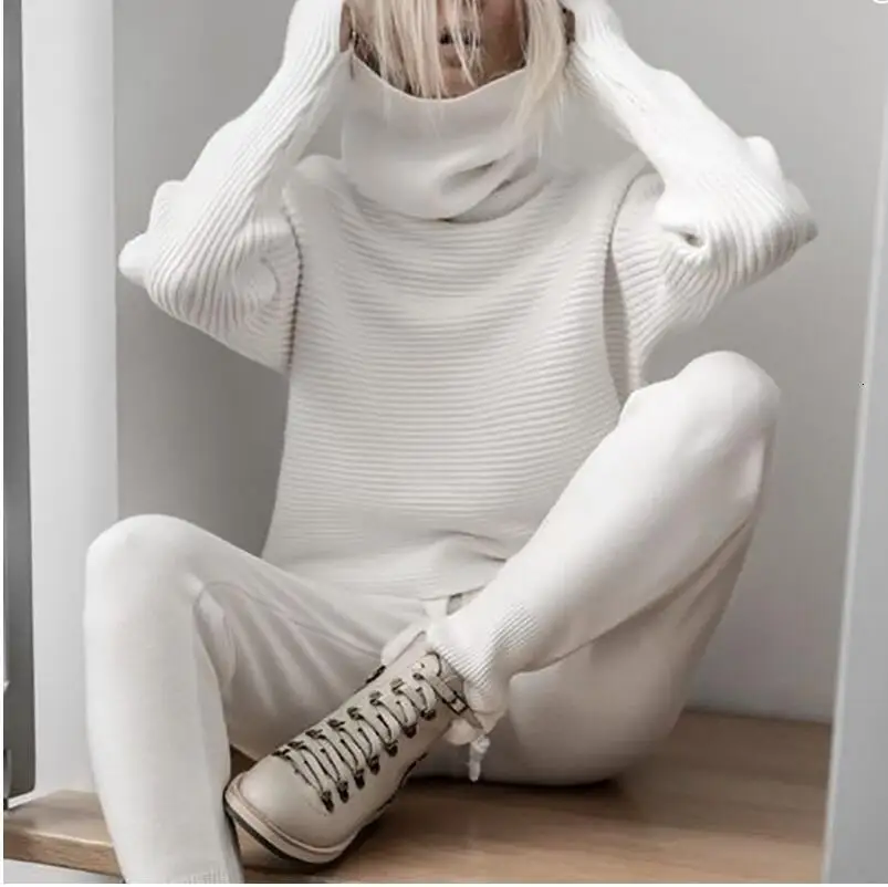 2019 Fashion Design Turtleneck Sweater Women Jumper Winter Loose Long Sleeve Knitted Pullover Female Casual Office Lady | Женская одежда