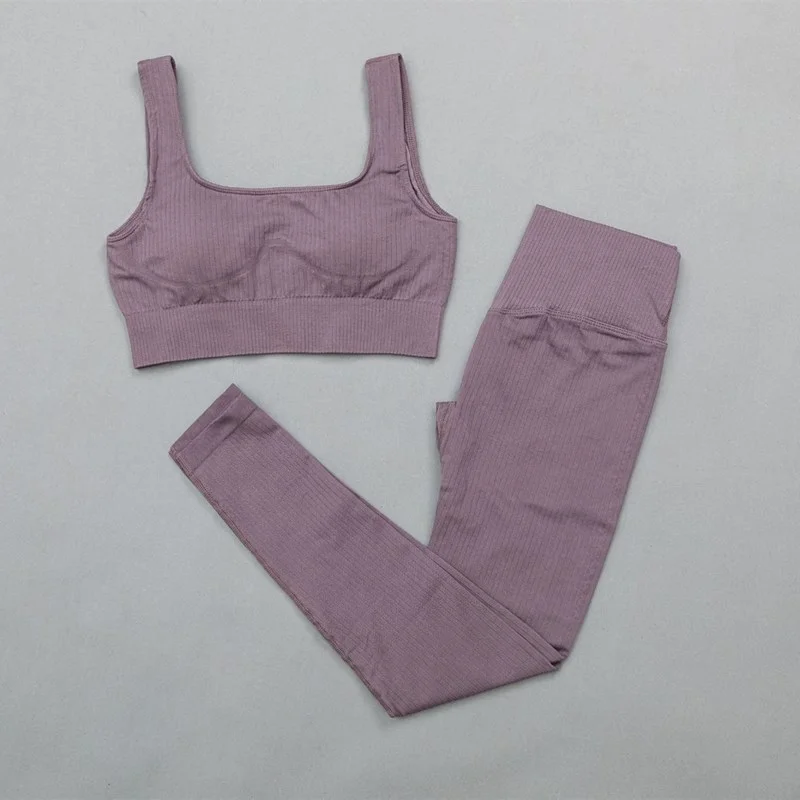 

VICLEO Women's Sportswear Yoga Set Workout Clothes Athletic Wear Sports Gym Legging Seamless Fitness Bra Crop Top Bra Yoga Suit