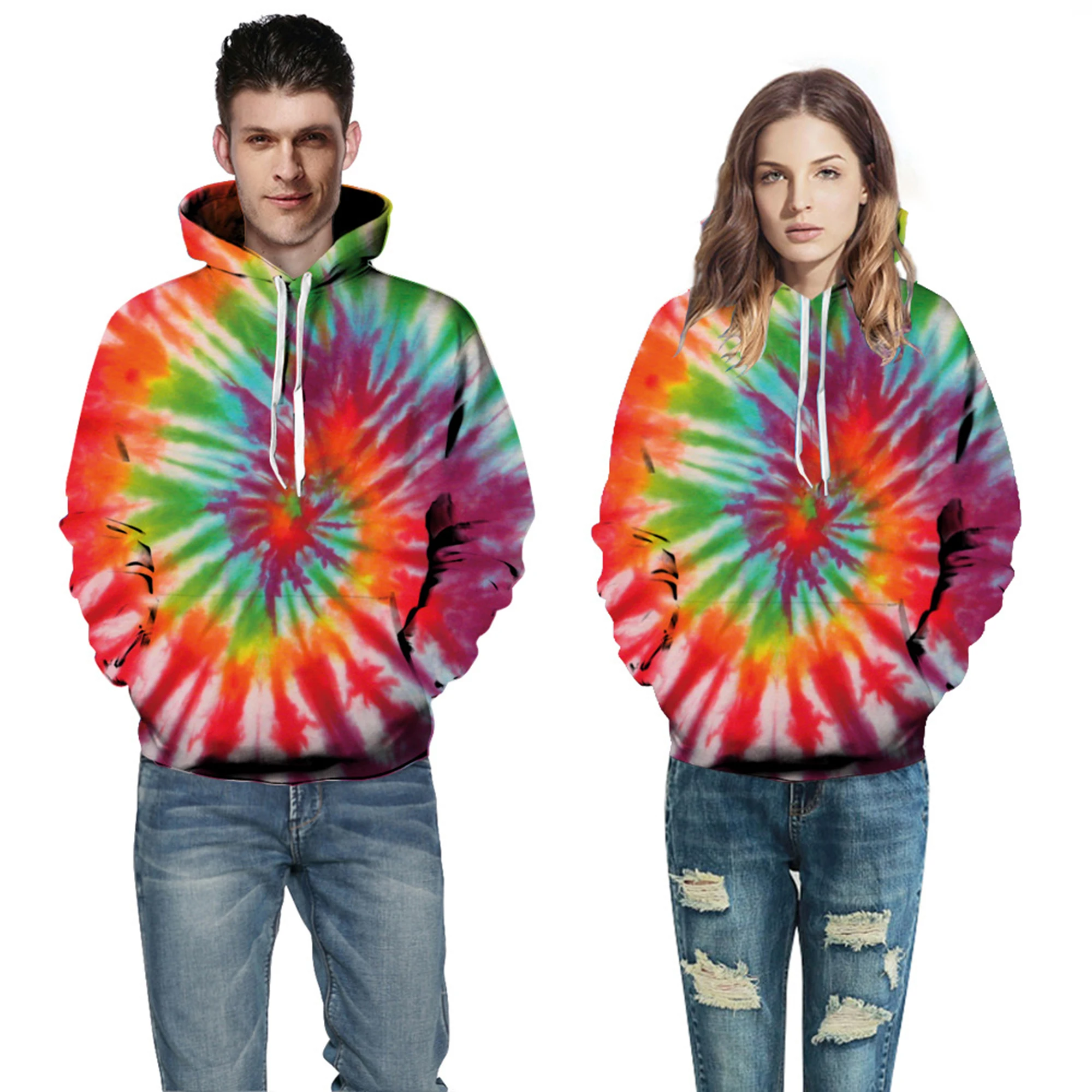 

Autumn Winter New Preppy Style Tie-dye Sweatshirt Couple All Match Loose Versatile Casual Pullovers Hoodies Female Male Tops