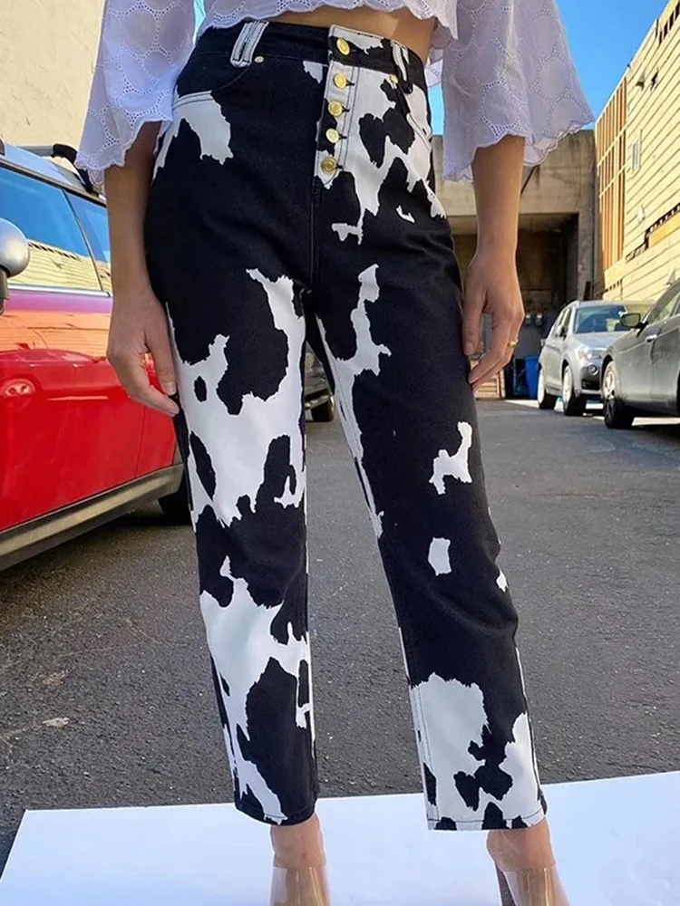 Cow print mom jeans - купить недорого 
