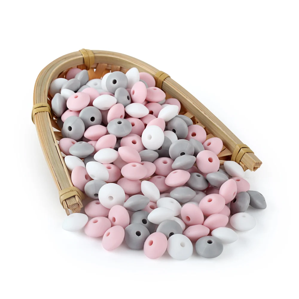 Keep&Grow 60Pcs Round Silicone Beads 12mm Baby Teethers Bead DIY Teething Necklace Lentils Pearl Products | Мать и ребенок