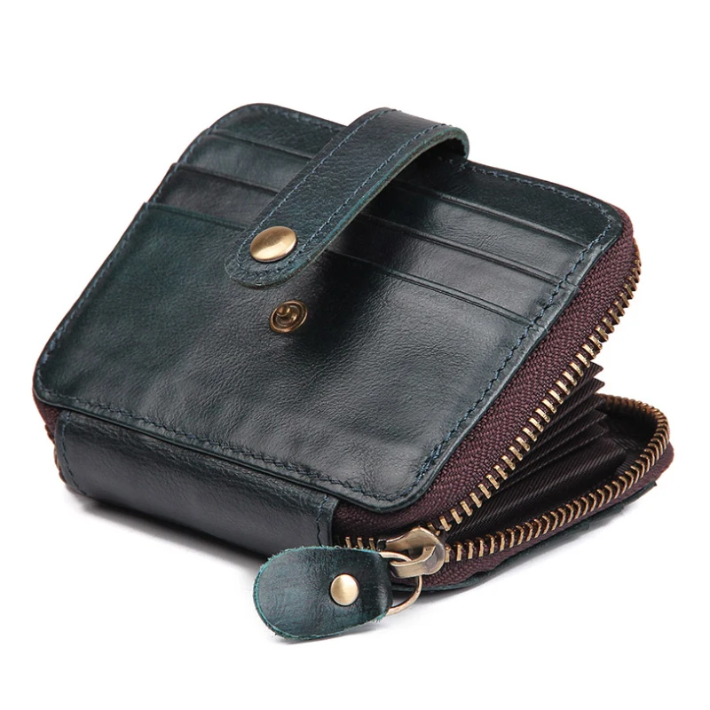 

Luufan Wallet Men's Slim Leather Mini Wallet Case Credit Card Trifold Purse Antitheft Scanning Leather Wallet Hasp Leisure